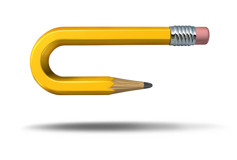 Pencil bent in a u-shape to show a reversal of BOI rules