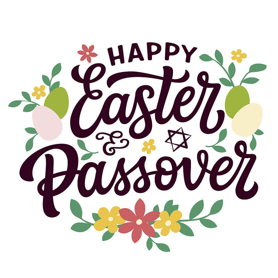 Happy Easter and Happy Passover Illustration with floral design